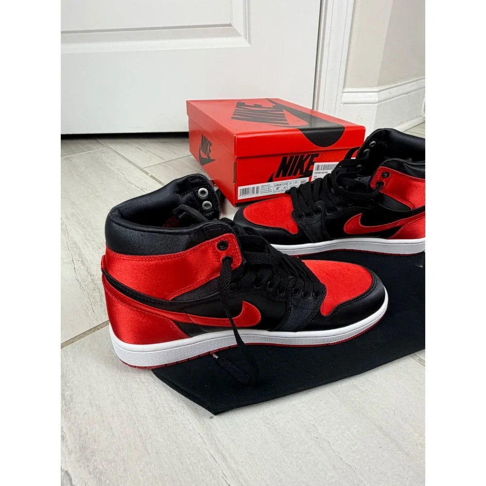Nike Air Jordan 1 High OG Satin Bred Black Red FD4810-061 Mens 7 Womens 8.5